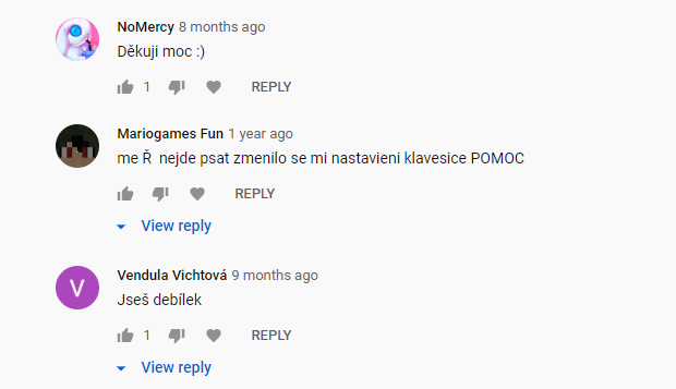 Komentáře na YouTube